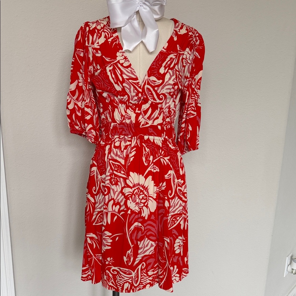 Chic Red Floral Midi Dress